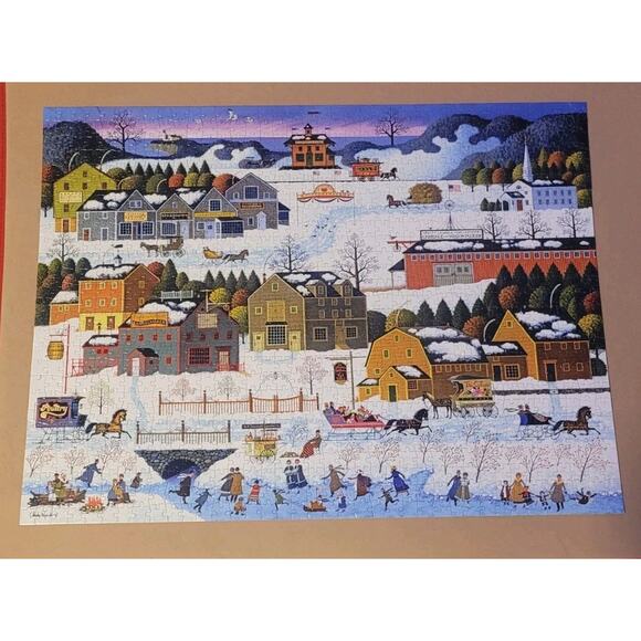 VTG Buffalo 1000 Pc Puzzle Hickory Haven Canal Charles Wysocki Xmas 11491 - Picture 2 of 6
